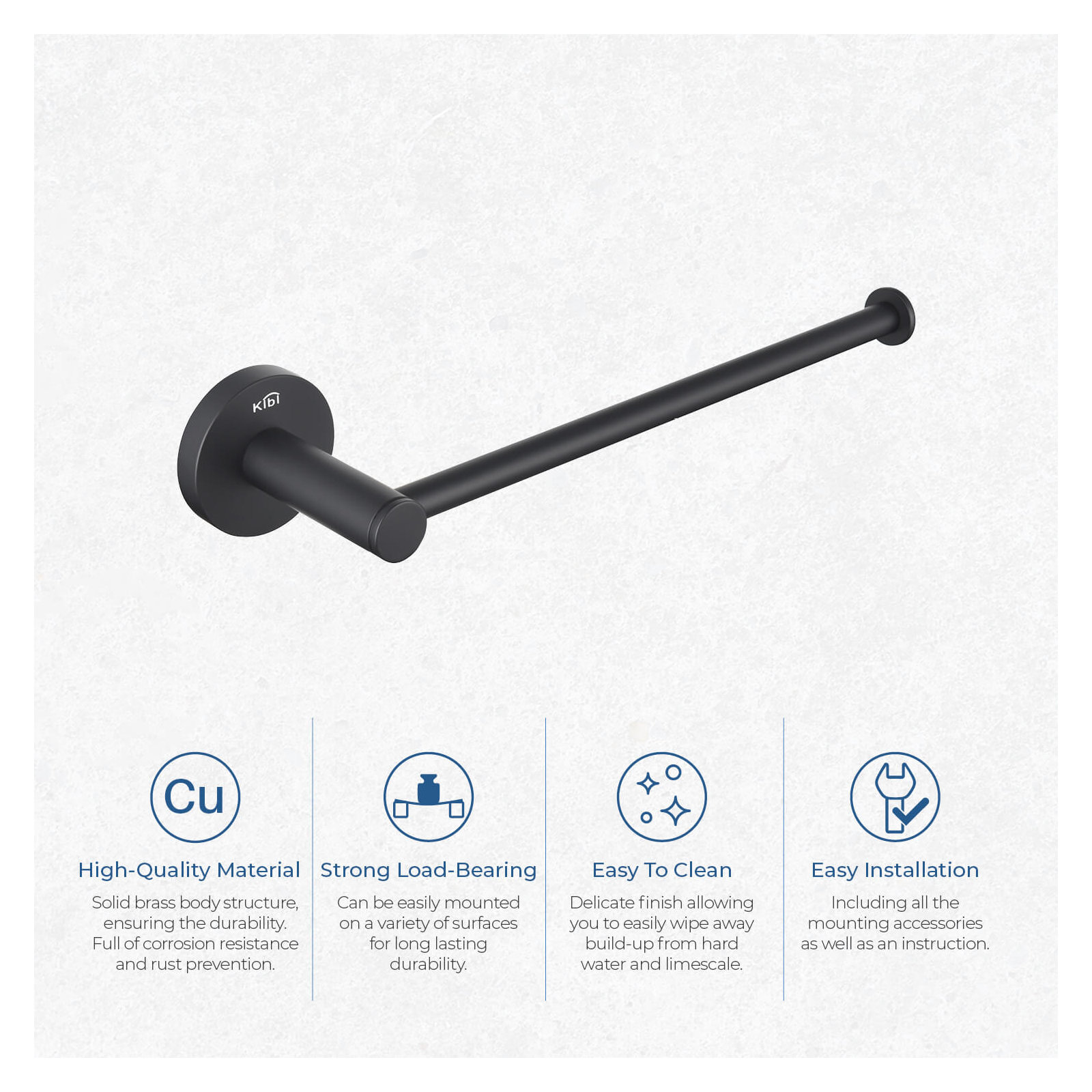 Circular 10'' Towel Bar, Matte Black