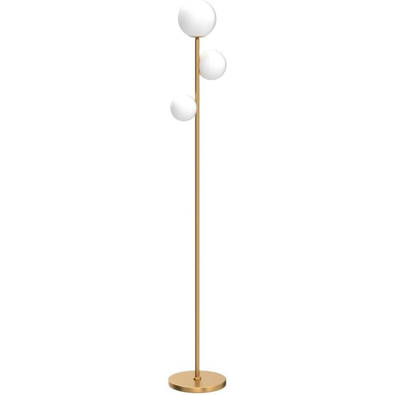3 Globe Mid Century Floor Lamp, 3 Lights Floor Lamp For Living Room Led Bulbs Included With Warm Lighting, Gold