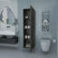 Meuble d'appoint Sealy Hight en mélamine et 4 tablettes, gris mat