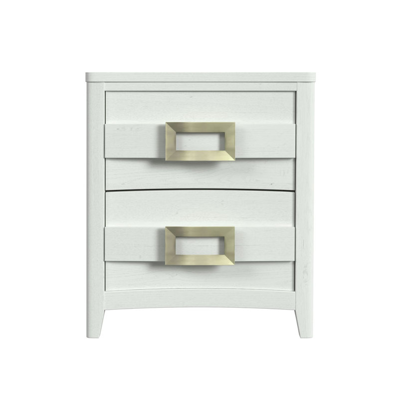 Table de chevet 2 tiroirs avec USB Rosston en blanc