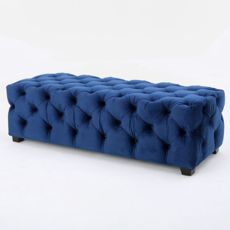 Dannetta Velvet Ottoman, Navy
