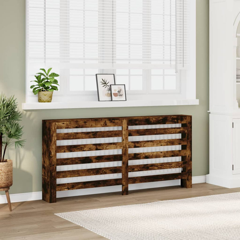 Extra Large Radiator Cover, Smoked Oak, 175 x 20 x 82 cm, Horizontal Slats