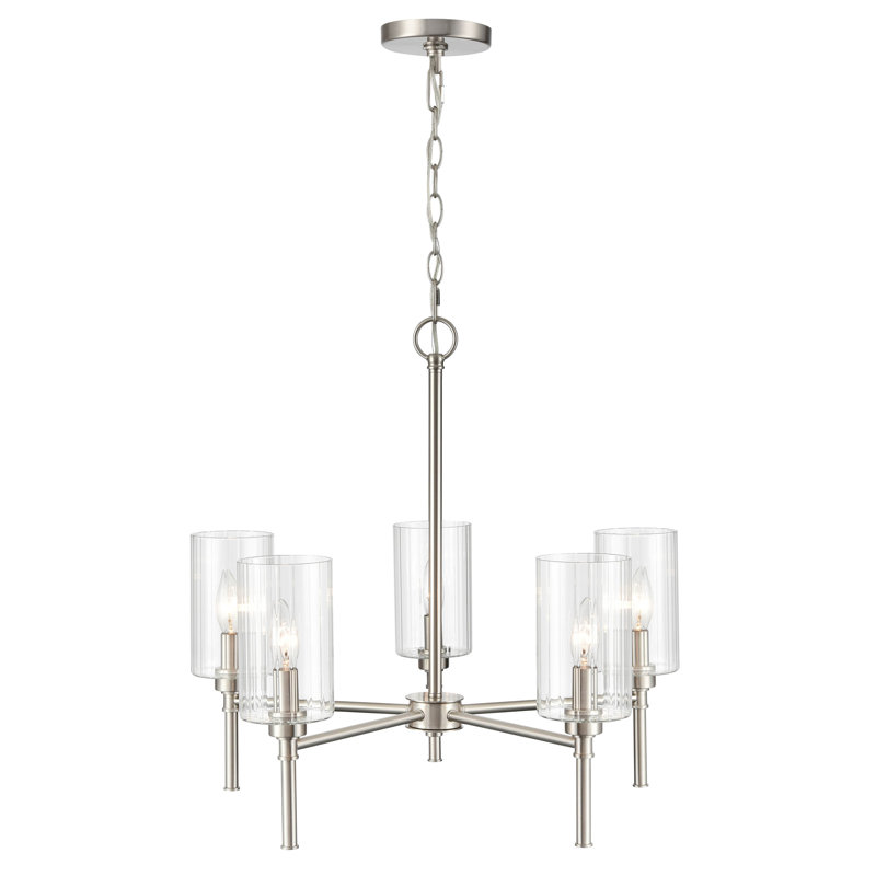 5 - Light Dimmable Classic / Traditional Chandelier, Brushed Nickel