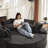Dadrien 78.5-Inch Mid-Century Modern Futon With Corduroy Fabric And Neck Pillow Design-121793486
