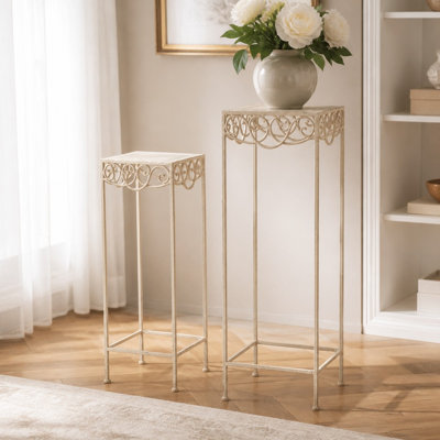 Blue Set Of 2 Metal Plant Stands