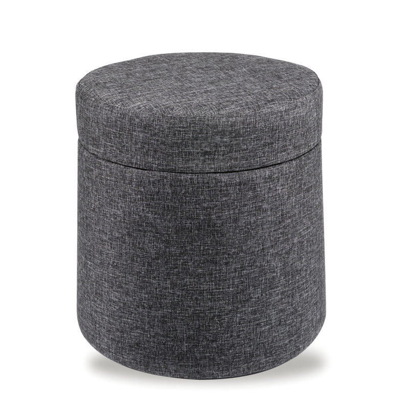 Modern Gray 18'' Wobble Storage Ottoman with Midnight Blue Cushion