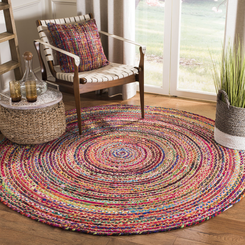 Heidelberg Hand Woven Cotton/Jute Rug in Red, Round 8'