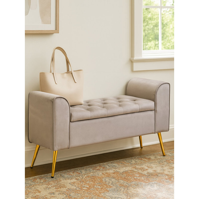 111cm Wide Velvet Standard Ottoman, Mink
