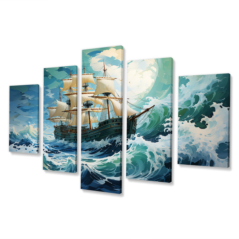 «The Pirate Boat Odyssey S Voyage I» - art mural classique à multiples panneaux