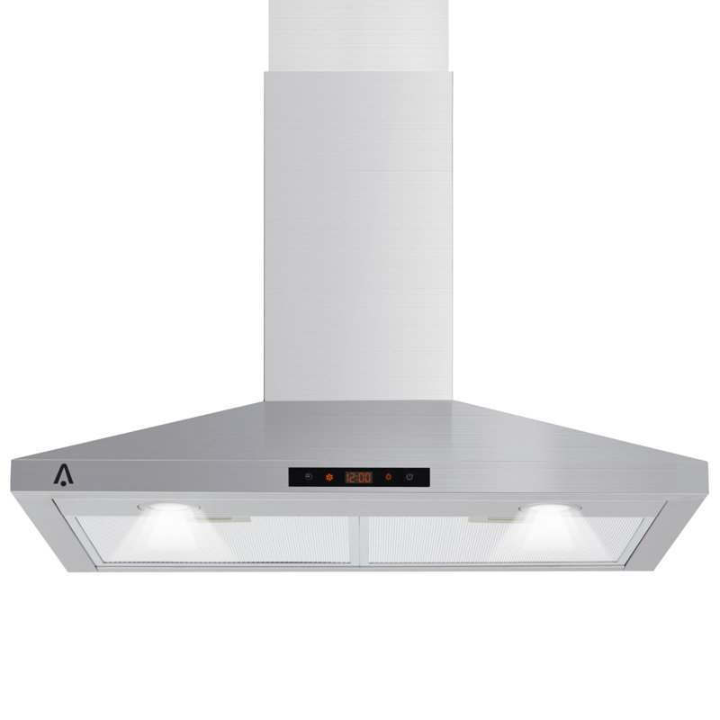 Hotte de cuisine murale 30 po, hotte de cuisine en acier inoxydable convertible 265 CFM avec conduit et commande tactile, 3 vitesses d'inpiration, cheminée réglable et lumière DEL - hotte de cuisine idéale