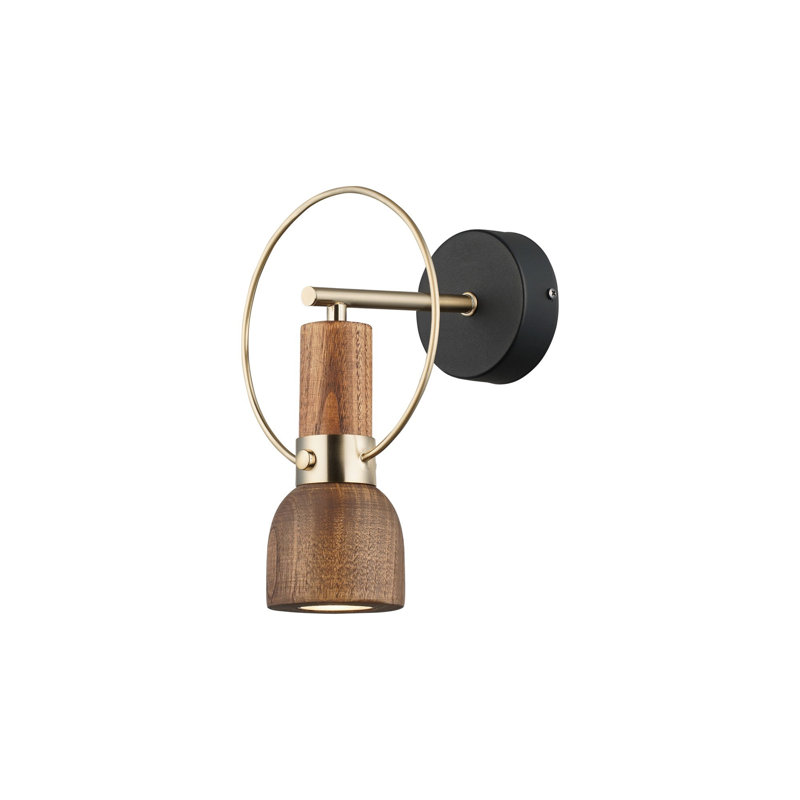 Elegant Wall Lamp with Metal Body & Wooden Cap, Antique Lacquer Finish, 11.8 x 11.8 x 1.2 inches | Includes GU10 Max 7W Bulb | Perfect for Living Room, Bedroom & Hallway Lighting, IP20 Rated