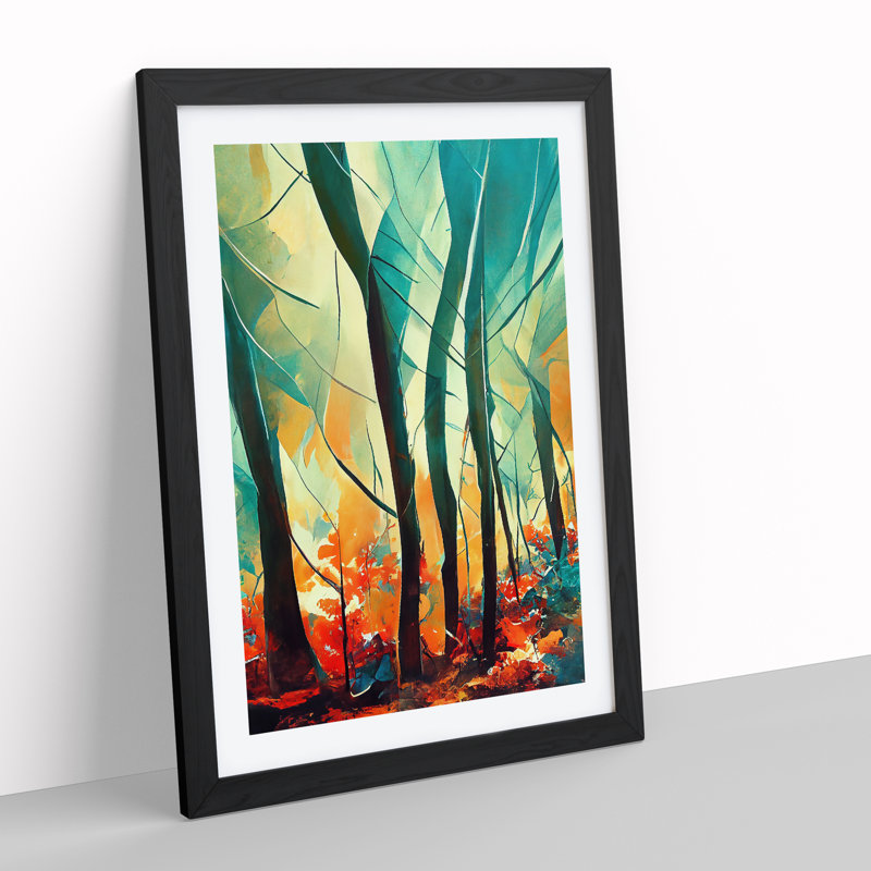 Forest Abstract No.3 - Single Picture Frame Print, 64cm H x 46cm W x 2cm D, Black