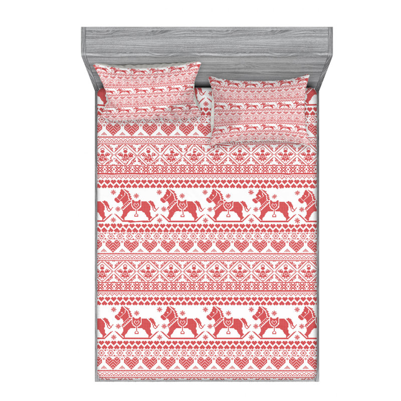 Nordic Microfiber Fitted Sheet, Queen Fitted Sheet with 2 Pillowcases