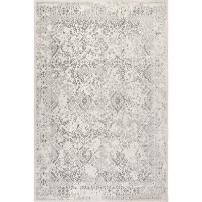 Almirka Medallion Runner Rug for Living Room Bedroom Dining Room Entryway Hallway Kitchen, Ivory/Grey