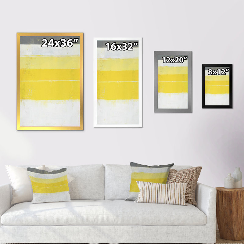 «Yellow Meets White Abstract Bands», reproduction d'art moderne et contemporaine sur toile, H 20 po x l 12 po x P 1 po