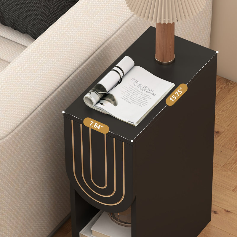 End Table With Storage, Black