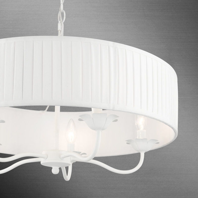Lustre tambour 5 lumières à abat-jour Lamotte, Blanc