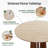 47" Round Travertine Beige Sintered Stone Dining Table with Walnut Base