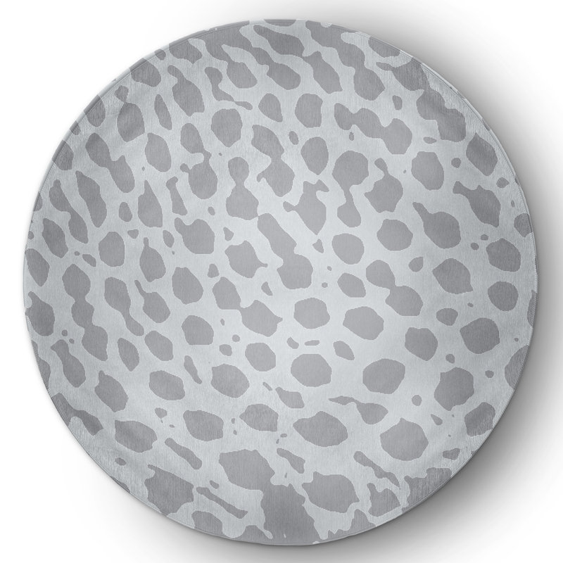 Tapis gris en chenille tissé à la machine, Rond 5 pi