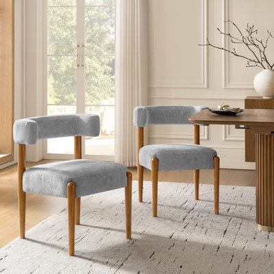 Lambrecht Modern Chenille Dining Chairs with Solid Wood Legs (Set of 2) by Corrigan Studio