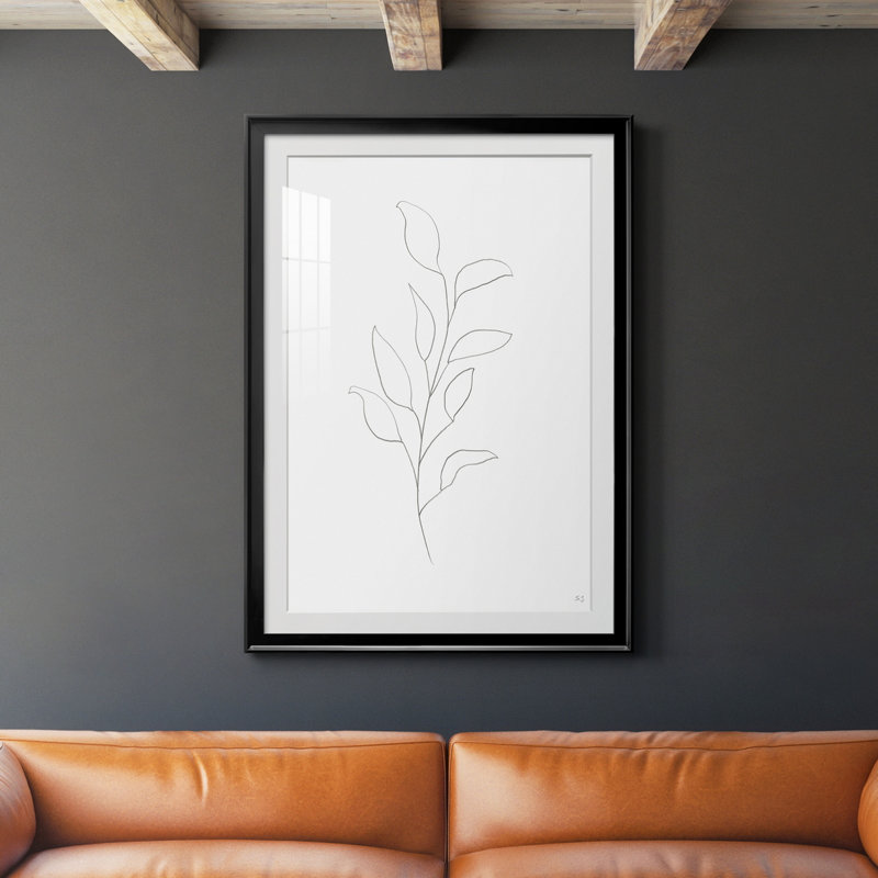 Botanical Gesture VI - Peinture encadrée, Noir, H 26,5 po x l 36,5 po x P 1,5 po
