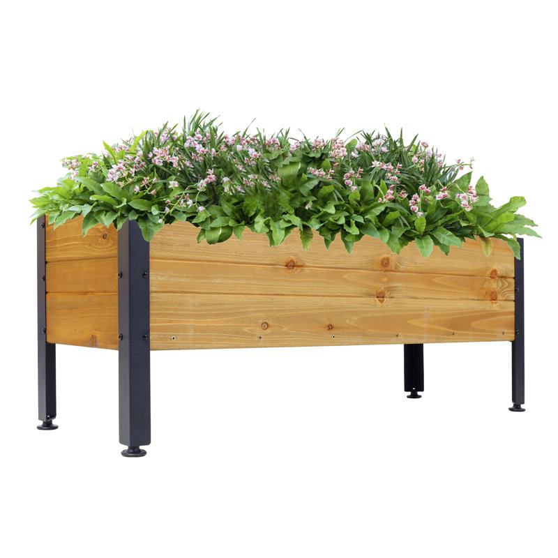 Lit surélevé rectangulaire en bois pour jardin