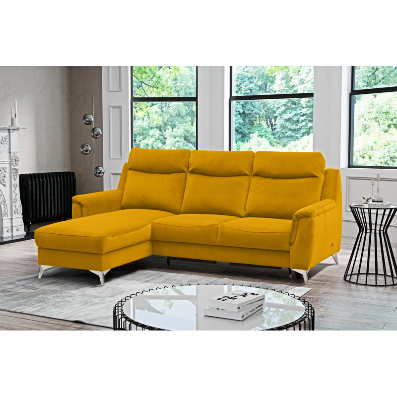 Izola 3 Seater Velvet Sofa Bed, Left Hand Facing, Yellow