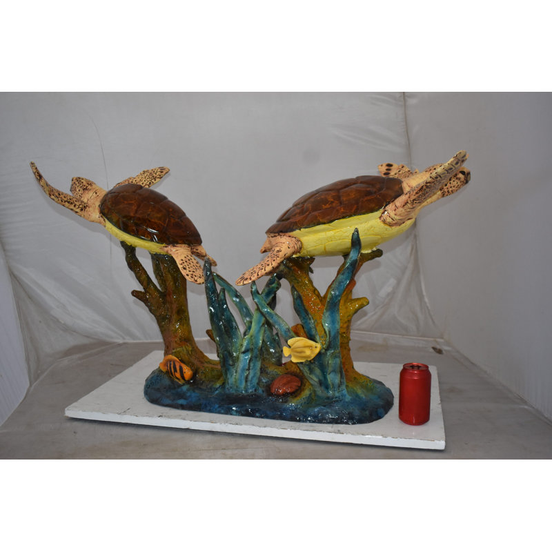 Chavanon Gliding Turtles in Reef Table Top Bronze Statue Size: 18" x 16" x 31"H