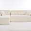 Canapé modulaire convertible en méridienne convertible, éponge à compression complète en forme de L, conception inspirée de Chesterfield, canapé en chenille sans assemblage, salle de séjour haute densité 30D. 104,7 po / blanc