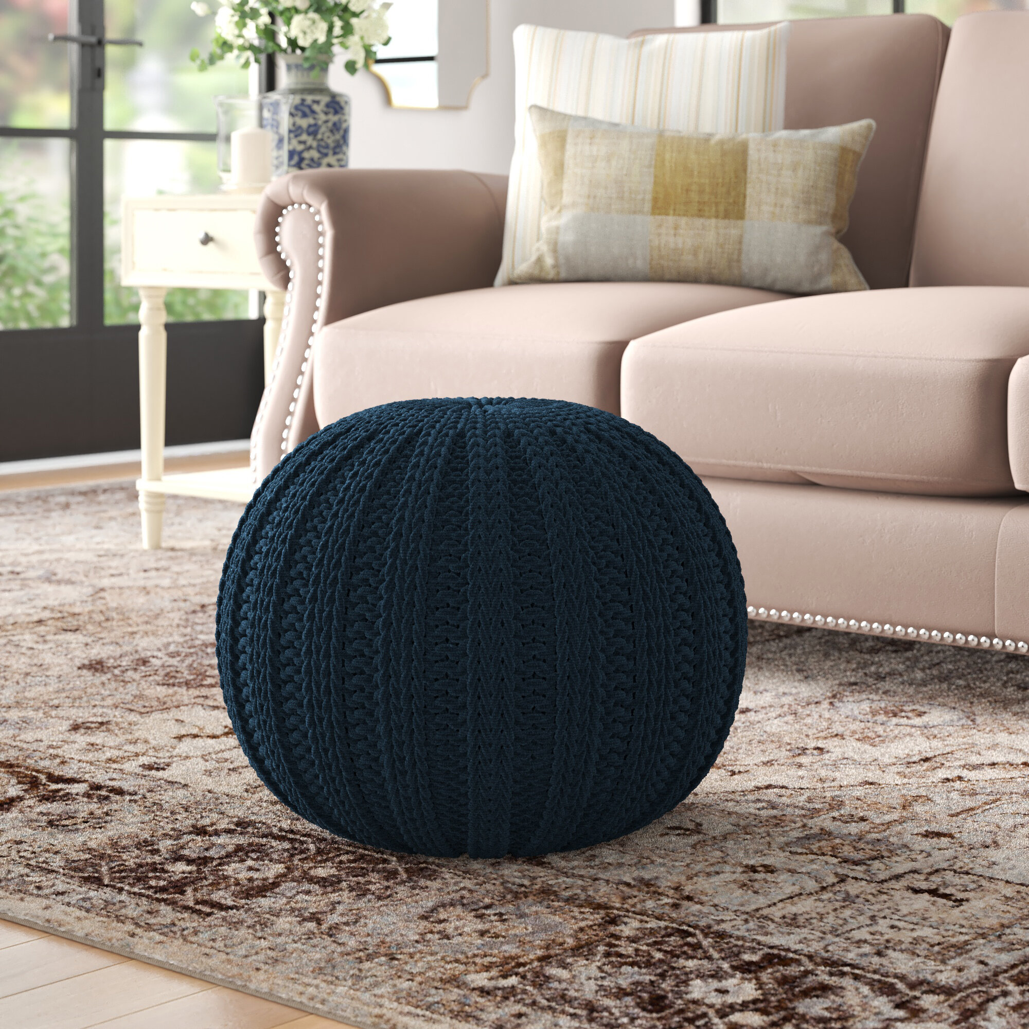 Three Posts Gilmour Pouf Upholstery Color: Aluminum