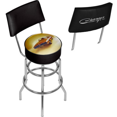 Dodge 69 Charger Swivel Upholstered Faux Leather Counter Stool