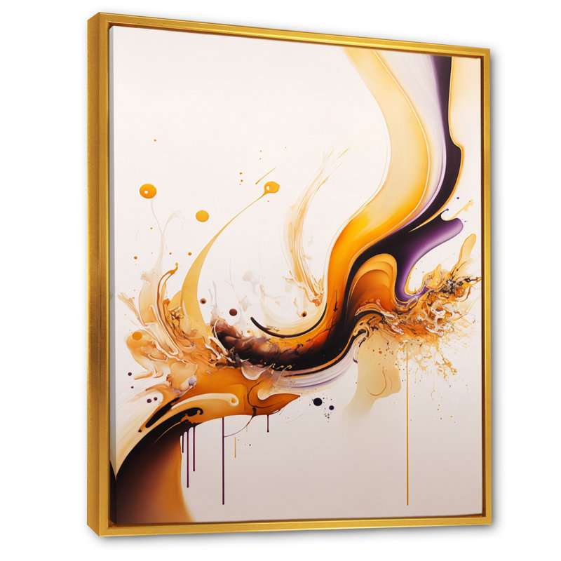 «White and Gold Fusion III», impression sur toile, H 32 po x l 24 po x P 1 po, Cadre flottant doré