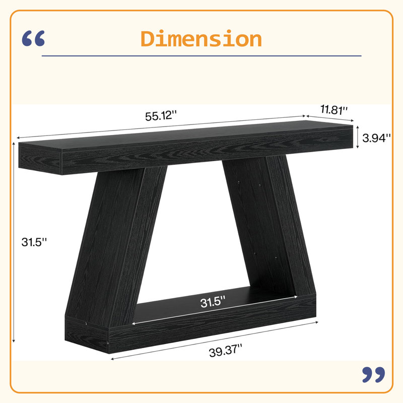 Table de canapé moderne, table d'entrée, console, Noir