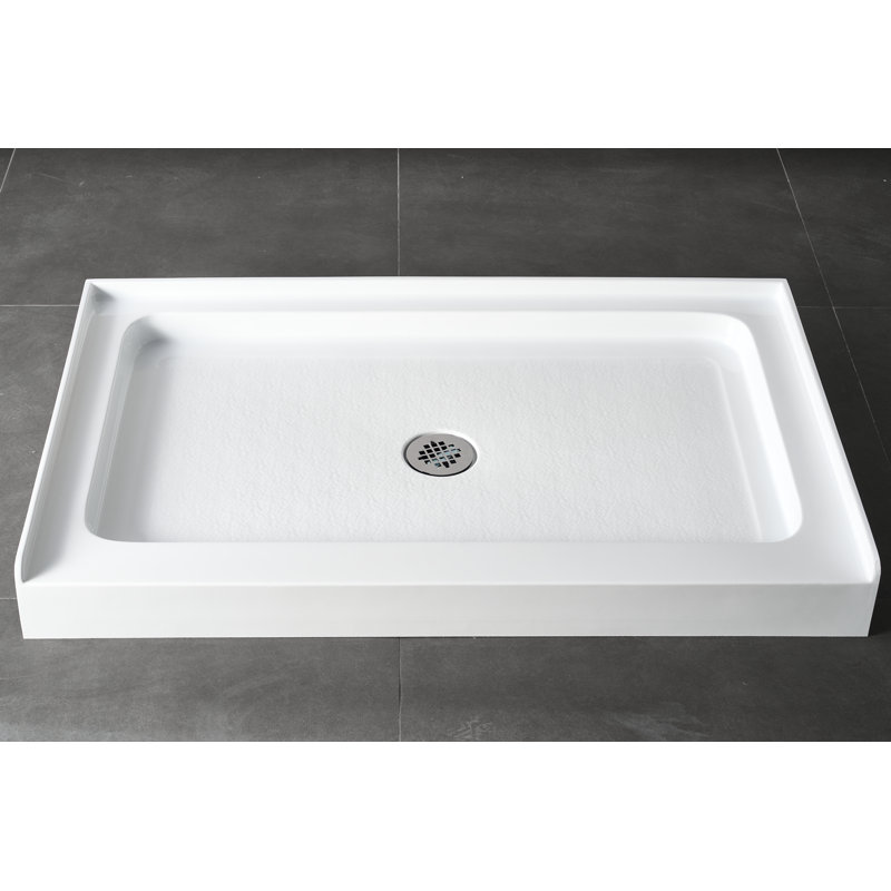 30 In. D X 48 In. W X 5 1/2 In. H Center  Drain Single Threshold Shower Base