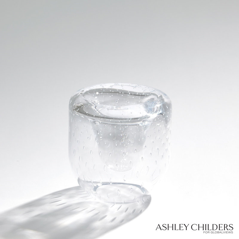 Double Take Vase-Clear Seeded-Tall, 5.75" H x 5.75" W x 5.75" D