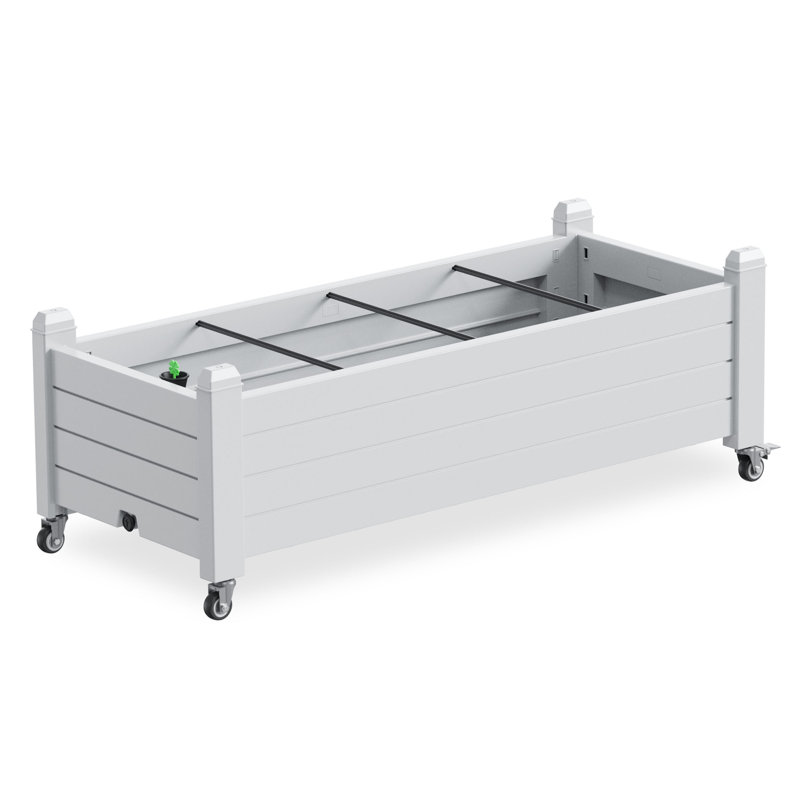 43" Garden Bed Planter Box With Wheels And Water Level Monitor & Drainage Holes(Ashen)