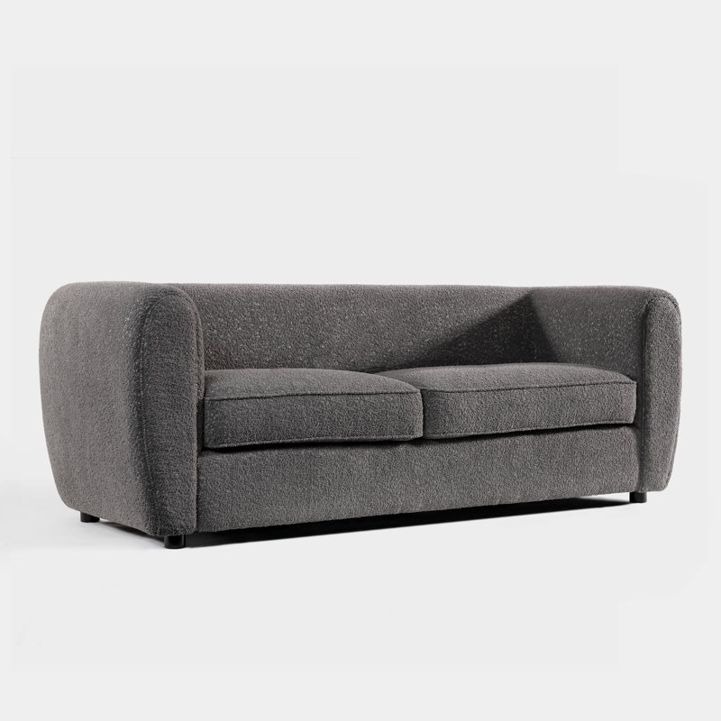 Canapé à accoudoirs arrondis 86,5 po Celal, 100 % polyester gris anthracite