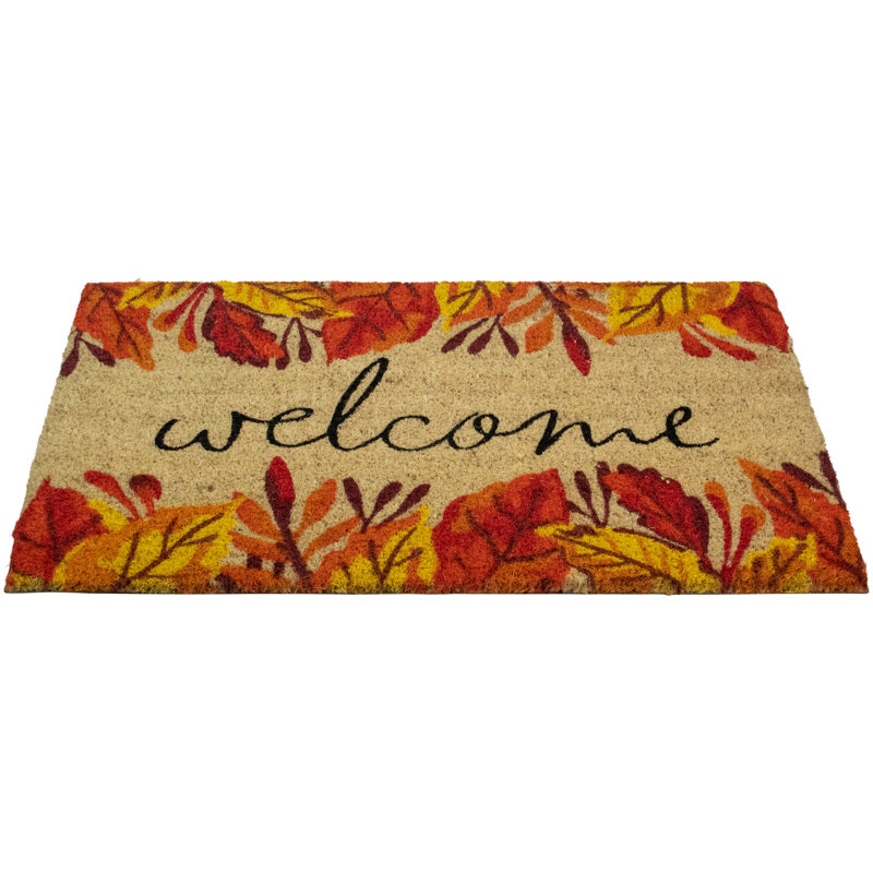 Paillasson Leaf "Fall Harvest" rectangulaire "Welcome" 18 "x 30"