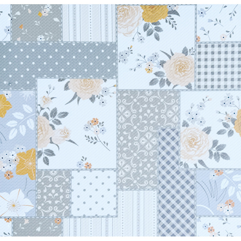 Tapis de cuisine antidérapant et antidérapant à motif floral à motif géométrique blanc et gris 18 po x 30 po, Blanc floral