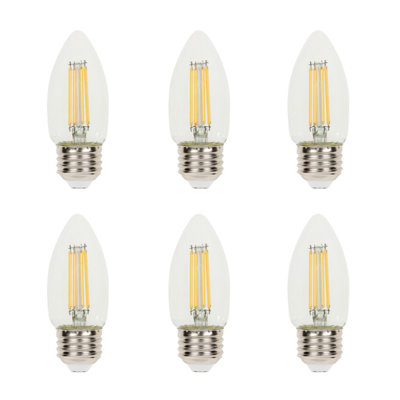 4.5 Watt (60 Watt Equivalent) Clear B11 Dimmable Filament LED Light Bulb, Medium Base, 6 Pack