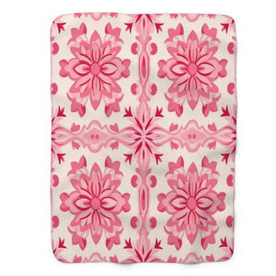 Blush Tile Patterns - 1 Piece Premium Sherpa Blanket