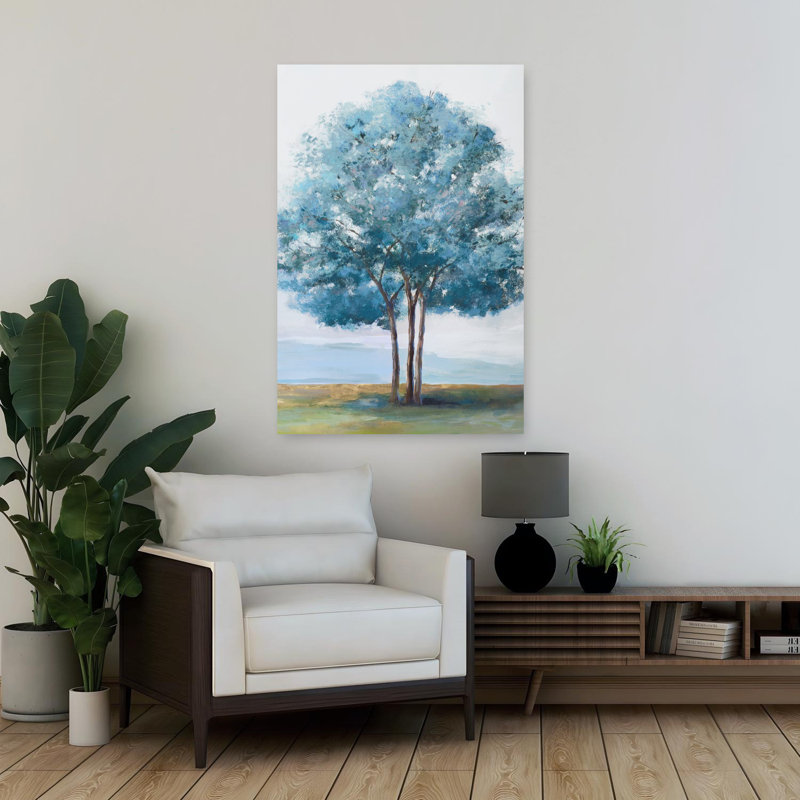 Couronne bleue sereine, tranquille, paysage abstrait, art naturel, H 36 po x l 24 po