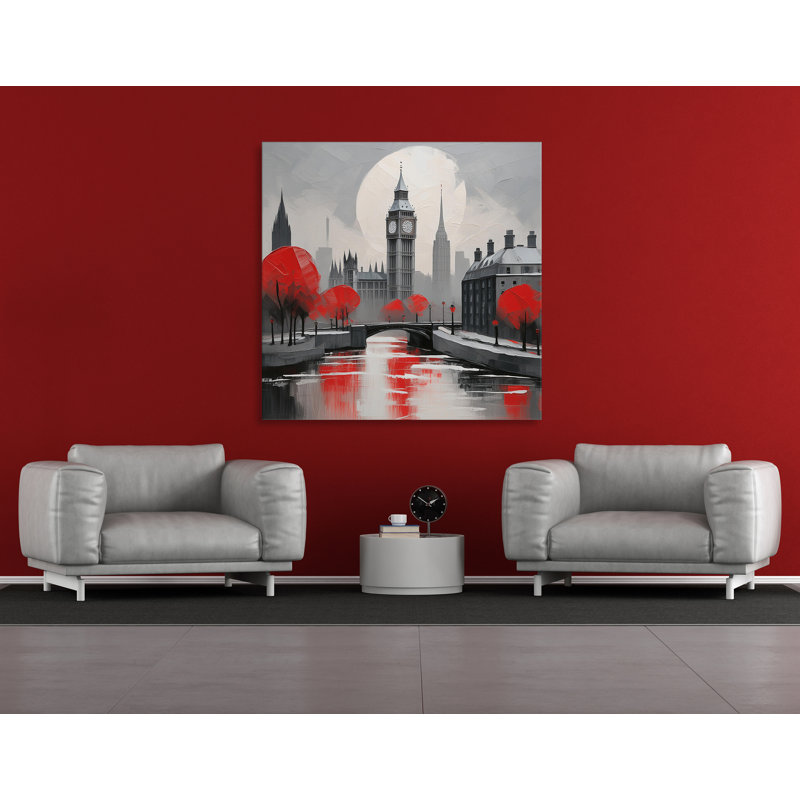 Mirrored In Scarlet, 36" H x 36" W