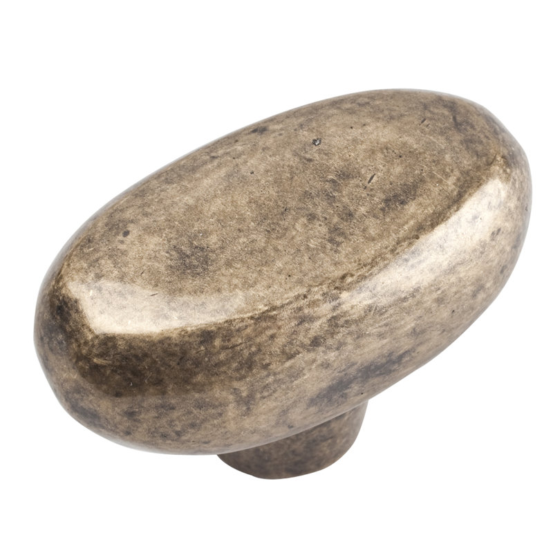 Distressed 1 11/16" Length Oval Knob, Champagne
