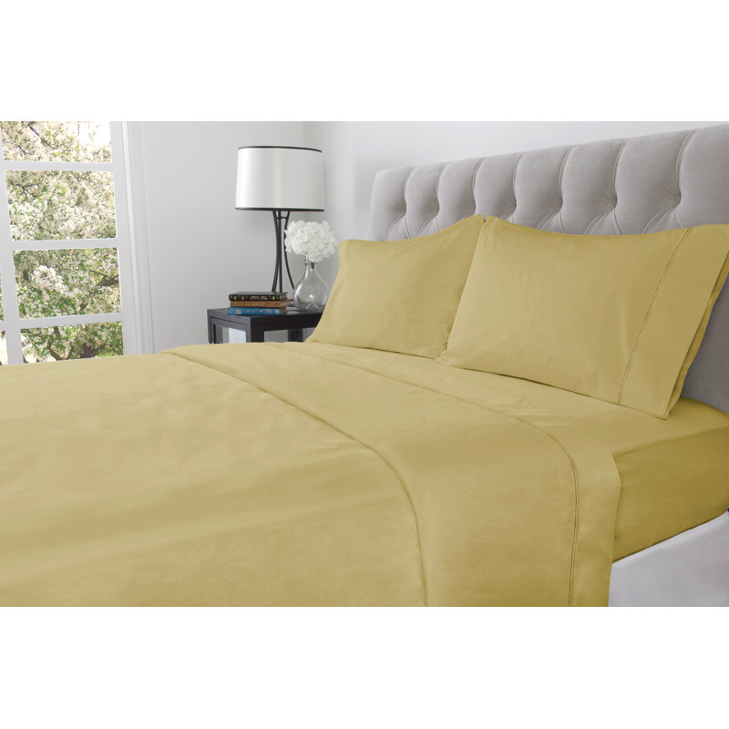 Drap-housse 100% coton à densité de tissage 410, Amande, Double