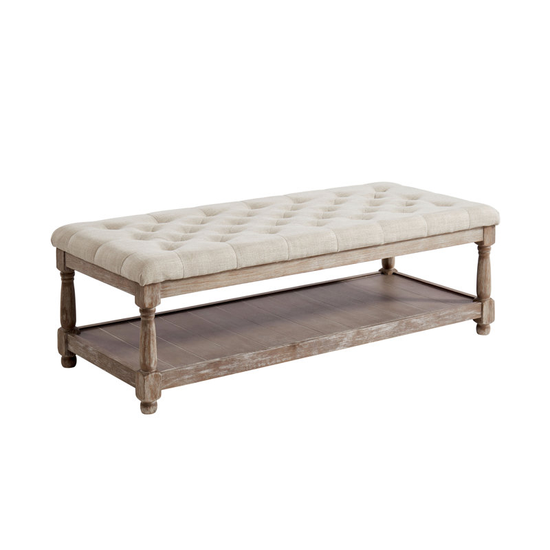 Banc de rangement rembourré avec tablettes Hetzel, Beige,  H 18,25 po x l 54 po x P 23 po