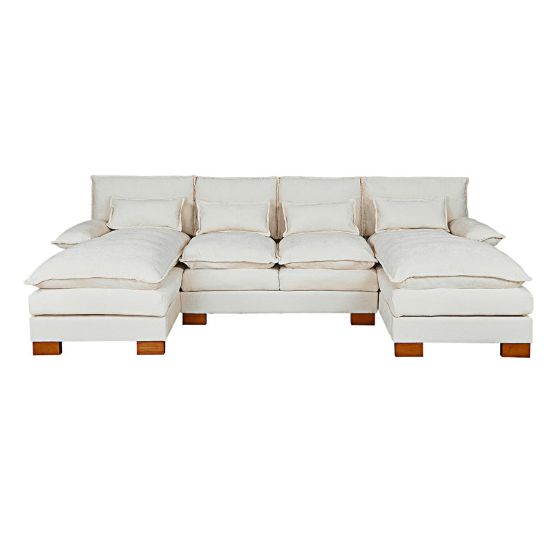Upholstered Sectional Sofa, Beige