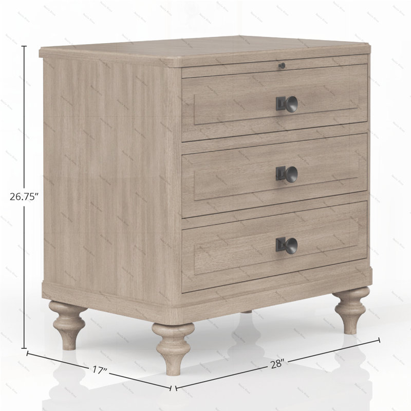 Table de chevet 3 tiroirs avec finition sable