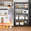 Étagère de rangement en métal à 5 couches avec hauteur réglable, capacité de 2000 livres pour les garages, les bureaux et les pièces, noir, hauteur d'installation rapide, grandes surfaces, magasins, gymnases, charge, assemblage facile