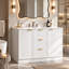 Meuble-lavabo simple blanc moderne de 48 po avec étagères réglables et charnières à fermeture en douceur